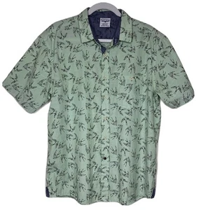 Men's Blue Gear Sz XL Short Sleeve Button Down Shirt Light Green Swans Print EUC - Picture 1 of 8