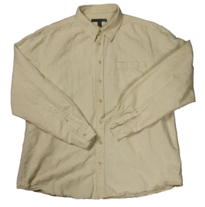 Old Navy Linen-Cotton Blend Long Sleeve Button Up Collared Woven Shirt Ivory XL - Picture 1 of 23