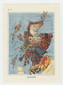 Antique Caricature Map "Scotland" Lilian Lancaster Tennant, 1912 - Picture 1 of 2