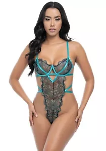 Oh La La Cheri Fina Embroidered Flora Lace Teddy Tropical Green Garden - Pick SZ - Picture 1 of 4