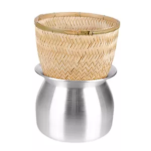 Asiatischer Dampfgarer Aluminium Topf 22 cm Bambus Korb Kocher Klebriger Reis Mango - Bild 1 von 5