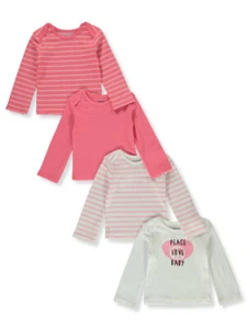 Hanes Baby Unisex 4-Pack L/S Lap Shoulder Shirts - Picture 1 of 22