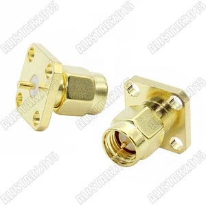 10x SMA Male 4 Hole Panel Mount Plug RF Connector With Solder Post Terminal - Picture 1 of 5