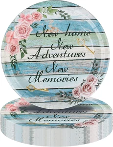 50 Pieces Disposable New Home Party Paper Plates,7 Inches Housewarming Cake Dess - Picture 1 of 7