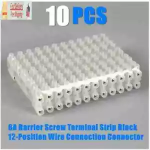 Dual Row 6A 12 PositionTerminal Strip Screw Terminal Barrier Block US 10pcs - Picture 1 of 5