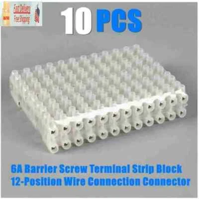 Dual Row 6A 12 PositionTerminal Strip Screw Terminal Barrier Block US 10pcs - Image 1 of 4