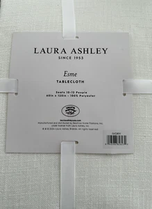 LAURA ASHLEY Esme Perfect White Textured 60X120 100% polyester Tablecloth NWT - Picture 1 of 2
