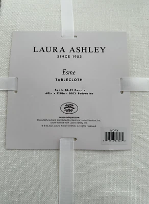 LAURA ASHLEY  Perfect White Textured 60X120,60X104, 60X84,60X60  Tablecloth NWT - Image 1 of 2