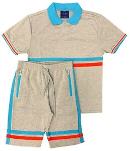 Men 2-piece Short Set with 2 bottom down Shirt and Fleece Summer Shorts Outfit