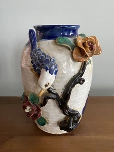 Liang Ju Cheng Chinese Porcelain Vase - 3D Bird Flower ProC Flambé Sang De Boeuf - Picture 1 of 24