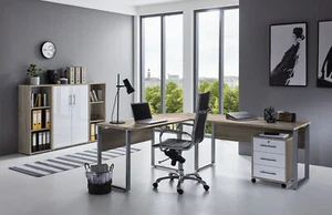 Büro Möbel komplett Set Arbeitszimmer OFFICE EDITION (Set 2) Sonoma Eiche/Weiß - Bild 1 von 3