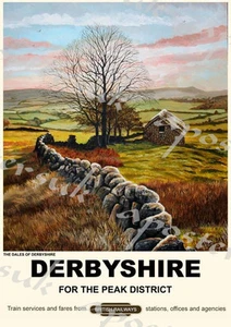 Vintage Style Railway Poster Derbyshire A4/A3/A2 Print - Picture 1 of 1