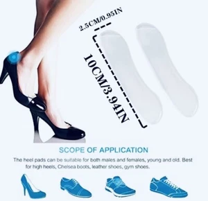Back Heel Foot Blister Friction Protection Silicone Gel Pads Shoe Liners Insole - Picture 1 of 7