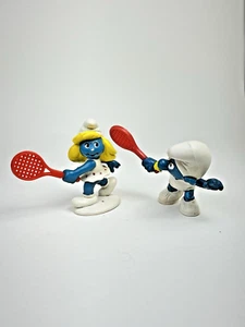 Smurfs Schleich Peyo Smurfette Tennis 1981 & Tennis Smurf 1978 Vintage Rare - Picture 1 of 12