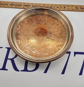 Round 12.5" Tray From International Silver Co With Copper Accents FAST SHIPPING - Picture 1 of 5