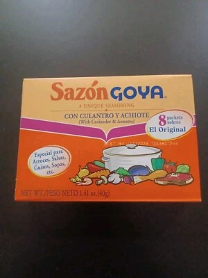 Goya Sazon Con Culantro Y Achiote tempero coentro e urucum 1,41 oz 8 peças - Imagem 1 de 3