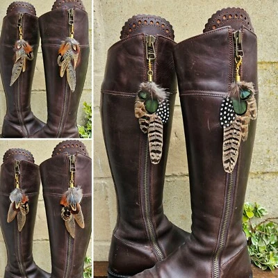 HANDMADE COUNTRY CRAFTY DESIGNS Pheasant feather boot tassels bag tassel Gold Silver Bronze country wear