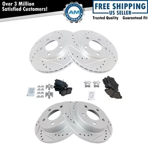 Front & Rear Performance Drilled Slotted Brake Rotor & Ceramic Pad Kit - Picture 1 of 8