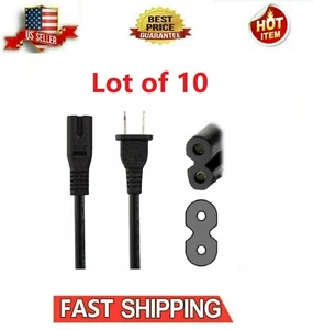 Lot of 10,6FT 2-Prong US Power Cord Plug Cable for PS4/3/2 PC/LCD/ AC Adapter - Picture 1 of 1