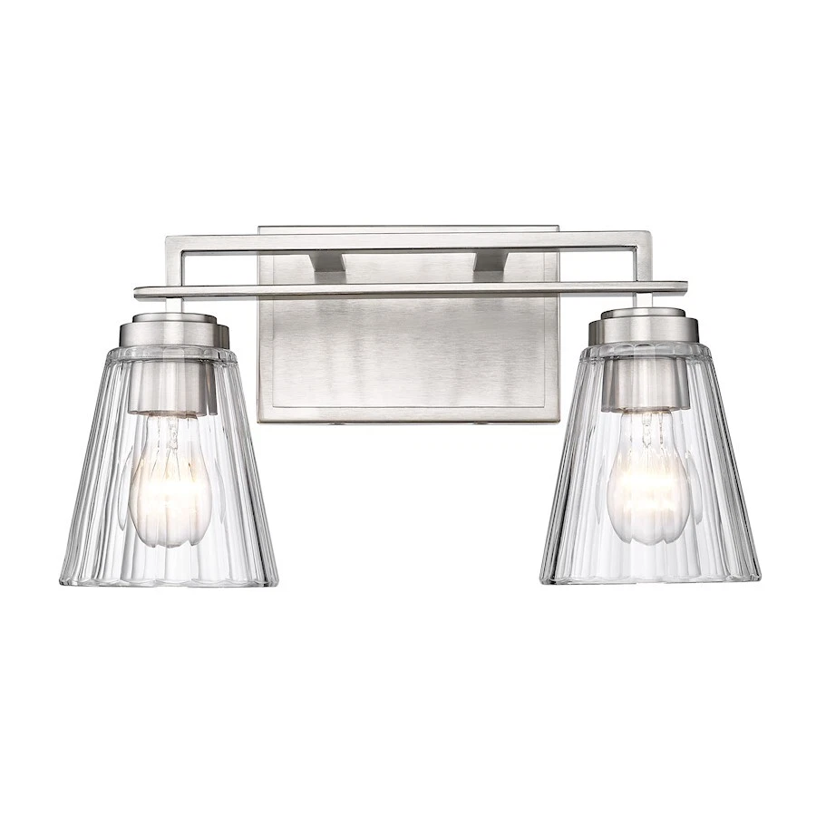 Z-Lite Lyna 2 Light Vanity, Brushed Nickel/Clear - 823-2V-BN - Image 1 of 1