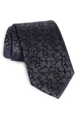 Новый Canali цветочный шелковый галстук, цвет темно-синий - Изображение 1 из 4