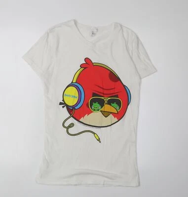 Angry Birds Unisex White L T-Shirt Cotton Cartoon - Image 1 of 4