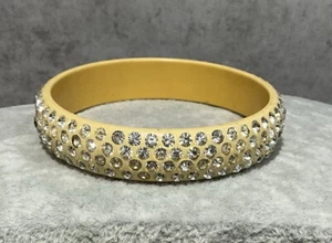 Vintage Celluloid Rhinestone Ivory Bangle Bracelet - Picture 1 of 5