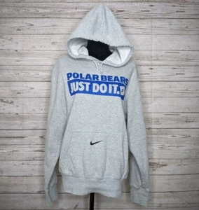 Nike "Just Do It" Pullover Hoodie Sweatshirt Polar Bears Adult S Vintage - Picture 1 of 7