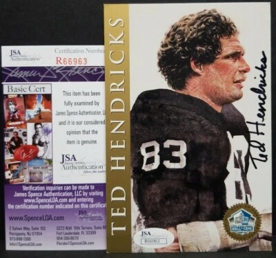 TED HENDRICKS Signed Autograph Oakland Raiders HOF Card. JSA - Image 1 of 4