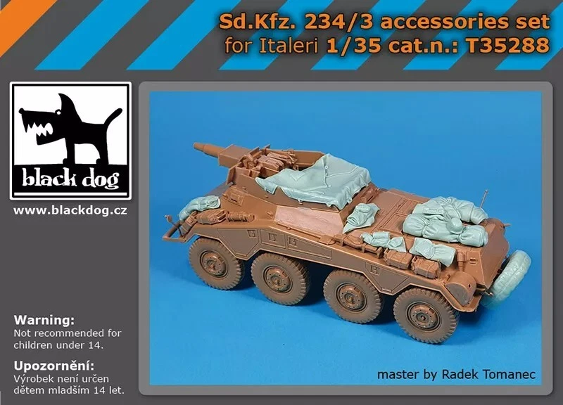 BLACK DOG SET ACCESSORI RESINA SD.KFZ.234/3 1:35 T35288 - Immagine 1 di 1