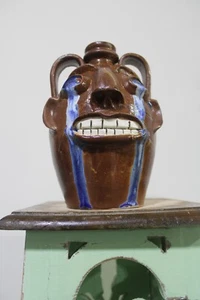 ) randy tobias face jug, pottery, folkart 9''x5''' - Picture 1 of 15