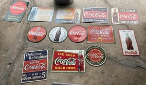 COCA COLA Lot of 13 Tin Metal Signs (Used And A Few Are Dented) - Picture 1 of 1