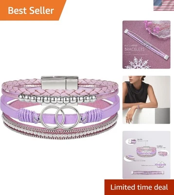 Elegante Pulsera de Cuero con Cierre Magnético - Regalo de Cumpleaños Perfecto para Mujer Foto 1 de 4