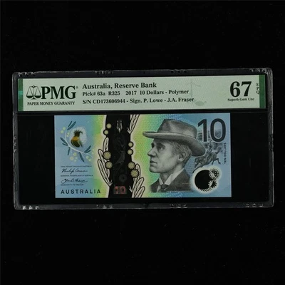 2017 Australia Reserve Bank 10 Dollars Pick#63a PMG 67 EPQ Superb Gem UNC - Image 1 of 4