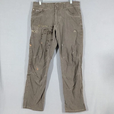Pantalones KUHL 33x32 Marrón Lona Carga Trabajo Pintor Salpicaduras Foto 1 de 4
