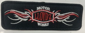 LLOYD'Z MOTORWORKS GARAGE PATCH 4,5" X 1,5" VICTORY / INDIAN BÜGELBILD LLOYDZ - Bild 1 von 3