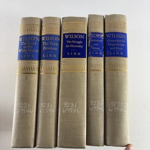 Woodrow Wilson Biography Arthur Link 5 Complete Vols Ex Library Books - Picture 1 of 12