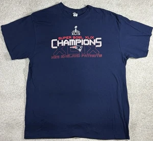 2015 Super Bowl XLIX PATRIOTS VS SEAHAWKS NFL long Navy T-Shirt men's size XL - Picture 1 of 6