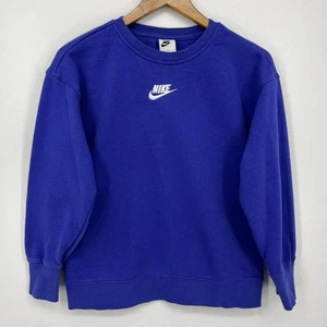Nike Sweatshirt Youth L Purple Crew Neck Embroidered Center Swoosh Logo Y2K - Picture 1 of 10