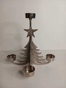 Árbol de Metal Plateado con Estrella 5 Candelabros Condado Abuela Cabaña Núcleo Rústico Navidad - Imagen 1 de 6