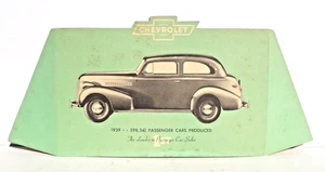 Chevrolet 1939 original encimera distribuidor publicidad cartel ventas coche de pasajeros - Imagen 1 de 3