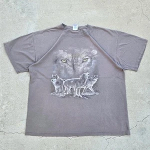 Vintage wolf Mens Size XL Grey Gildan Graphic Print t-shirt - Picture 1 of 4