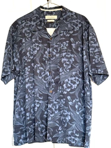 Tommy Bahama Shirt Men's XL Hawaiian 100% Silk Blue Floral - Picture 1 of 10