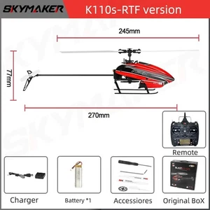 XK K110s RC Helicóptero BNF 2.4G 6CH 3D 6G Cuadricóptero Sin Escobillas Drone Remoto ae - Imagen 1 de 8