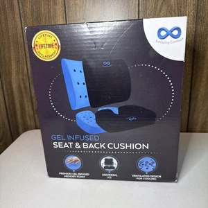 Everlasting Comfort Gel Infused Memory Foam Seat & Back Cushion - Black NEW - Picture 1 of 6