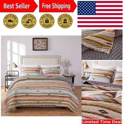 Juego de edredón king de 3 piezas descalzo bungalow desierto pintado - reversible y de gran tamaño Foto 1 de 4