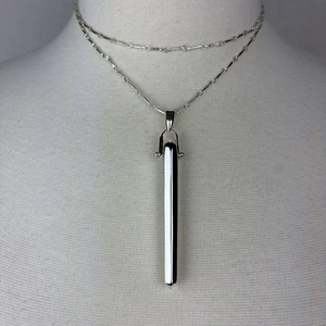 Stella und Punkte Rebell Anhänger Halskette silberfarben Tropfen Obelisk Anhänger 30" Kette - Bild 1 von 17