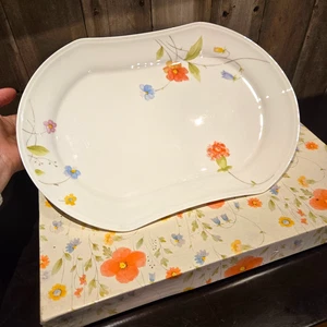 Mikasa Just Flowers Bone China 14.5" Serving Platter in Box Vtg Japan HUGE Set - Picture 1 of 7