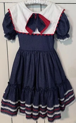 Vestido Vintage Martha’s Miniatures We’re Fussy Círculo Completo Concurso Talla 7 RWB Foto 1 de 4