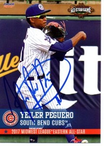 Yeiler Peguero 2017 South Bend Cubs Midwest League All Star Game Signed Card